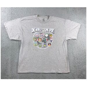 Simply For Sports Soccer T-Shirt Men XL Gray One World One Sport Graphic Tee